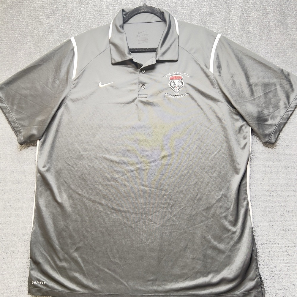 Nike Dri-FIT Polo Shirt New Mexico Lobos Football Gray Men's Size 2XL Athletic
